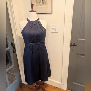 Melissa Sweet Midnight Blue Silk Halter Dress